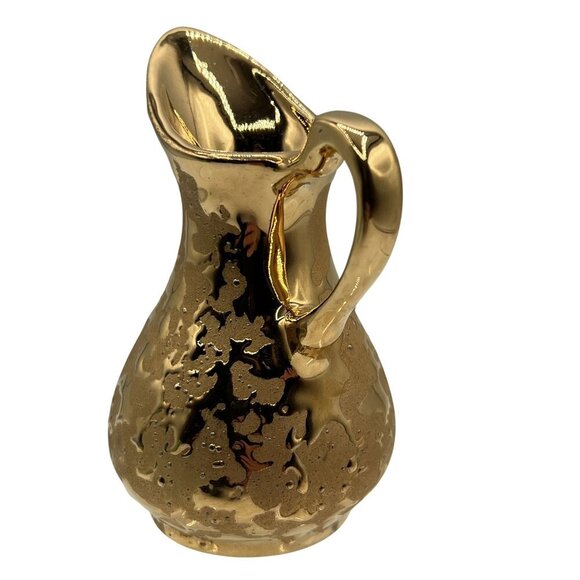 Vintage Kingwood Ceramics 22Kt Gold Weeping Mini Pitcher Collectable Made In USA - Picture 5 of 12
